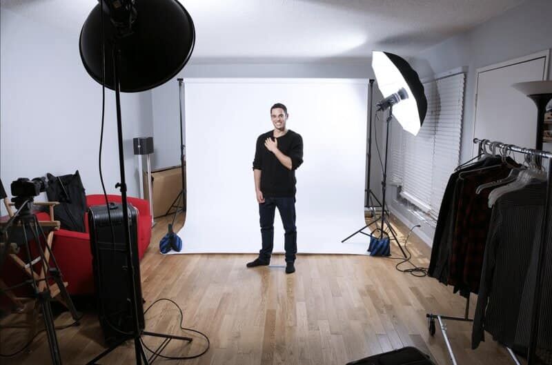 The Tedshots studio with lights and backdrop